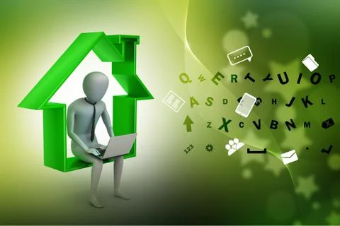 Work at home concept Illustrazione stock