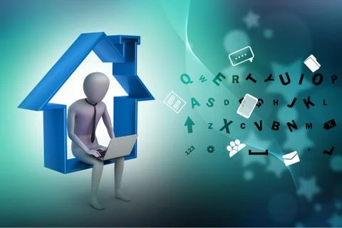 Work at home concept Stock Illustration