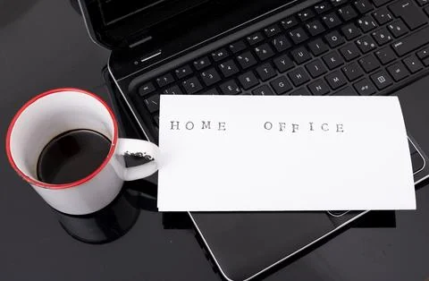 Work from home concept. Man working with a laptop during home quarantine to.. Stock Photos