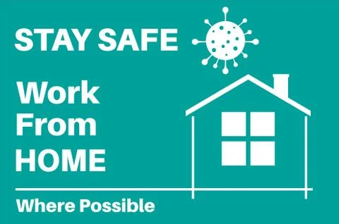 Work from home concept vector on a green background Stock Illustration