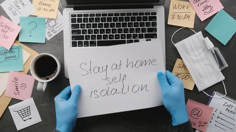 Work from home concept. Workspace top view. Stock Footage 128041757