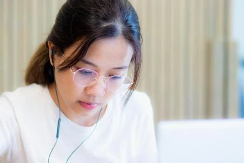 Work from home during the outbreak of the virus. Attractive young woman wor.. Stock Photos