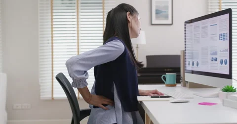Work from home effect to low back pain office syndrome workforce risk. Stock Footage 170938891