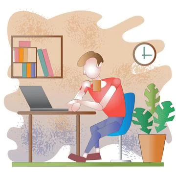 Work From Home Flat Design Stock Illustration