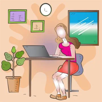Work from Home Flat Design Stock Illustration