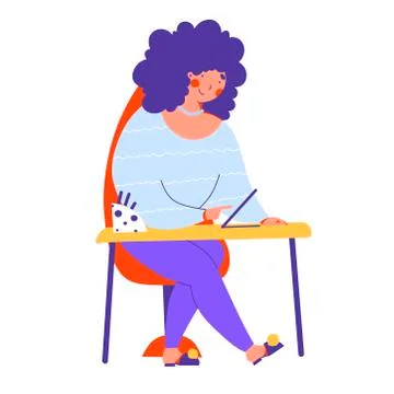 Work from home, Flat vector character illustration. Remote Distance work. Illustrazione stock