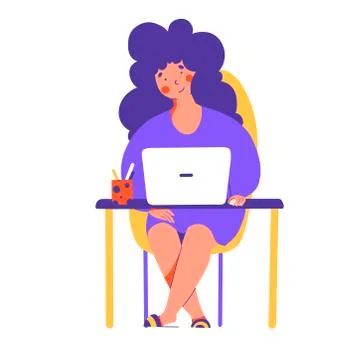 Work from home, Flat vector character illustration. Remote Distance work. Stock Illustration