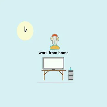 Work from home fonts and computer work online Stock Illustration