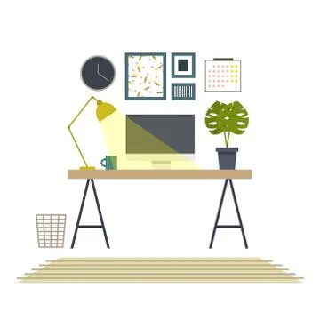 Work from home, home office vector illustration Stock Illustration