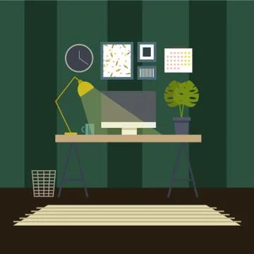 Work from home, home office vector illustration Stock Illustration