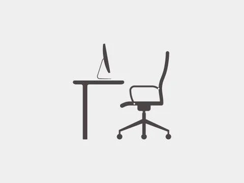 Work at home icon. Vector illustration, flat design. Illustrazione stock