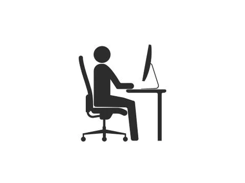 Work at home icon. Vector illustration, flat design. Stock Illustration