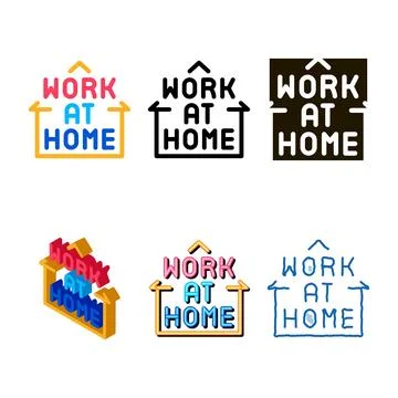Work at home icon vector set outline Stock Illustration