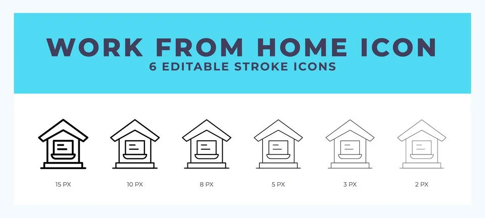 Work from home icon vector for web. And mobile app. Editable stroke outline.. Stock Illustration