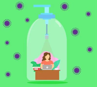  Work from home inside bottle Stock Illustration