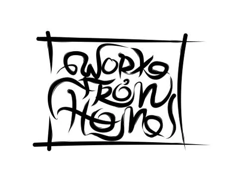 Work From Home lettering text vector illustration. Stock Illustration