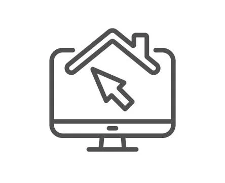 Work at home line icon. Outsource job sign. Vector Stock Illustration