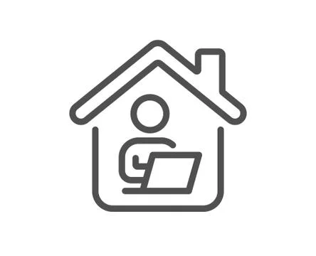 Work at home line icon. Outsource job sign. Vector Stock Illustration