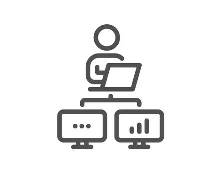 Work at home line icon. Outsource job sign. Vector Stock Illustration