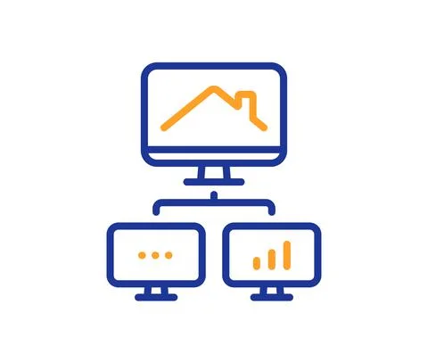Work at home line icon. Outsource job sign. Vector Stock Illustration