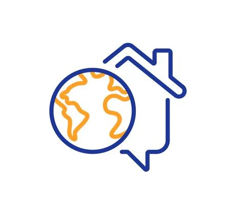 Work at home line icon. Outsource job sign. Vector Stock Illustration