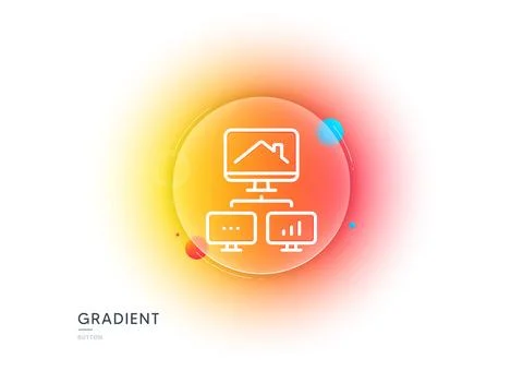 Work at home line icon. Outsource job sign. Gradient blur button. Vector Stock Illustration