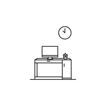 Work from home logo, Table desk icon. workplace, Home or office desk logo des Stock Illustration