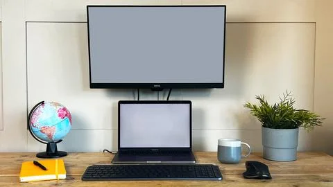 Work From Home Office Setup Stock Photos