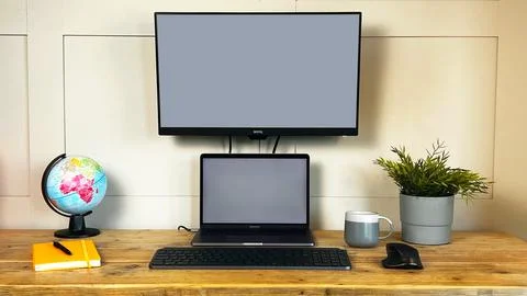 Work From Home Office Setup Stock Photos