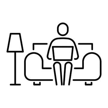 Work from home or remote work simple linear icon. Stock Illustration