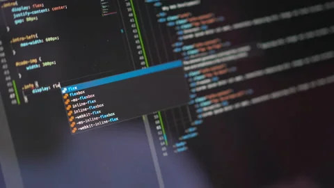 Work From Home Programmer Coding And Writing CSS In Visual Studio Code. Stock Footage 164826888