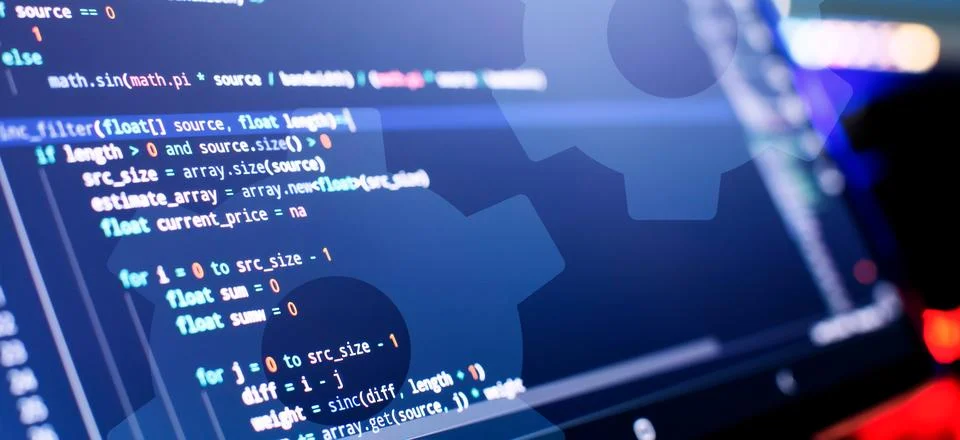 Work from home. Programmer coding code on notebook screen at home. 库存照片