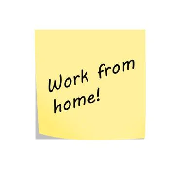 Work from home reminder post note on white Stock Illustration