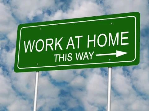 Work at Home Road Sign Stock Illustration