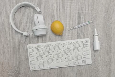 Work At Home Sick 库存照片