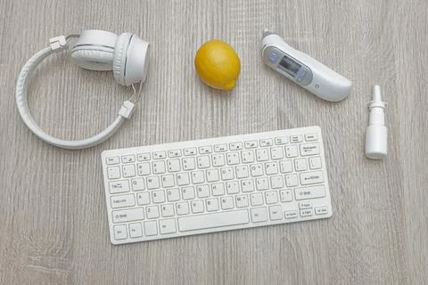 Work At Home Sick 库存照片