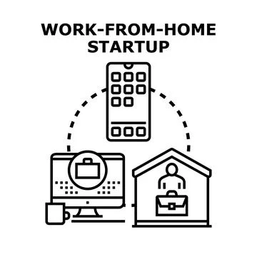 Work from home startup connecting remote business Stock Illustration