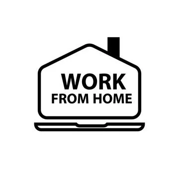 Work from home text in computer screen illustration. Stock Illustration