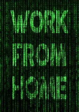 A work from home text graphic illustrating the future of businesses embracing Stock Illustration