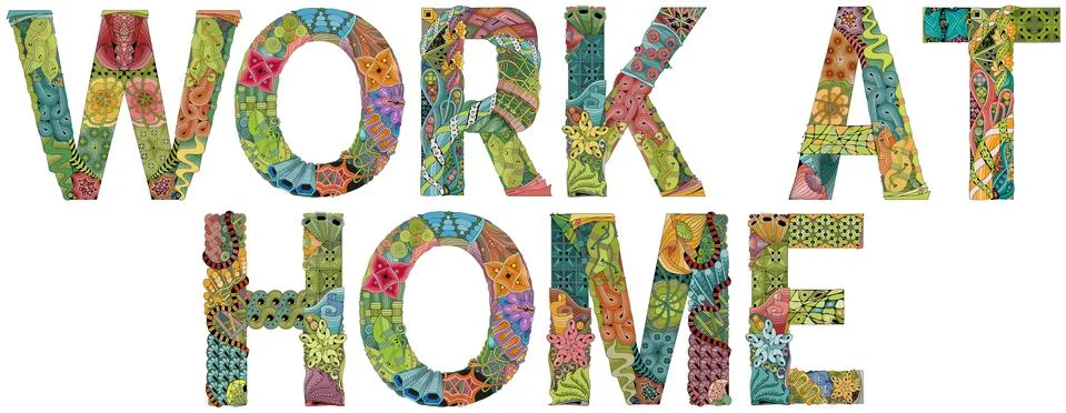 WORK AT HOME. Vector decorative zentangle object for decoration Ilustração Stock