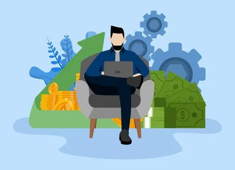 Work at home vector flat style illustration. Online career. 스톡 일러스트