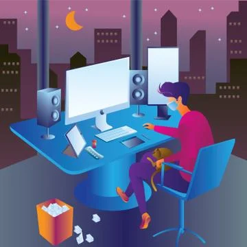 Work in home vector illustration concept Stock Illustration