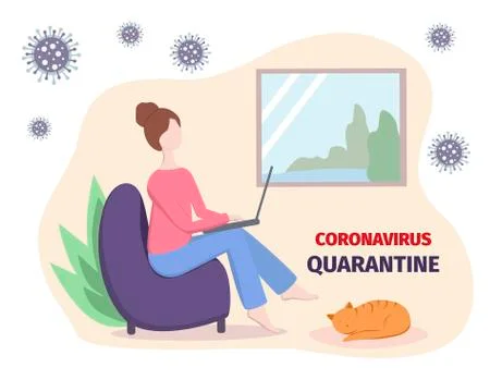 Work from home vector. Virus infection prevention. Working online. Stock Illustration