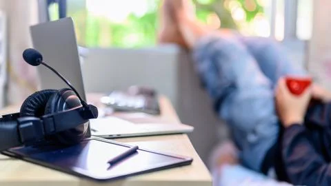 Work from home (WFH). Lock down and Self-quarantine at home. Stock Photos