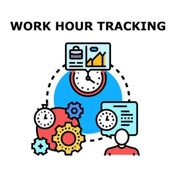 Work hour tracking system process and time management Stock Illustration
