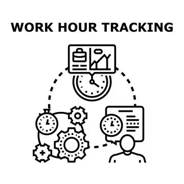 Work hour tracking system process and time management Stock Illustration
