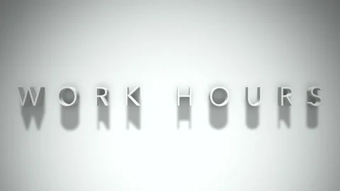 Work Hours 3D title animation with shadows on a white background Stock Footage 296491196