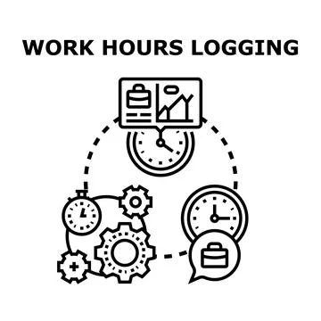 Work hours logging and time management concept Stock Illustration