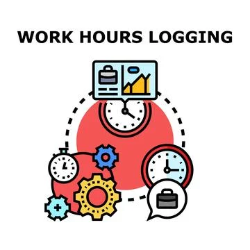 Work hours logging and time management concept Stock Illustration