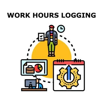 Work hours logging process and time management system Stock Illustration